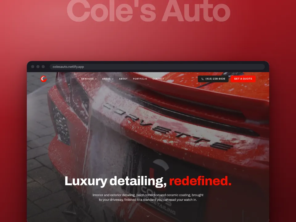 Cole's Auto Detailing website