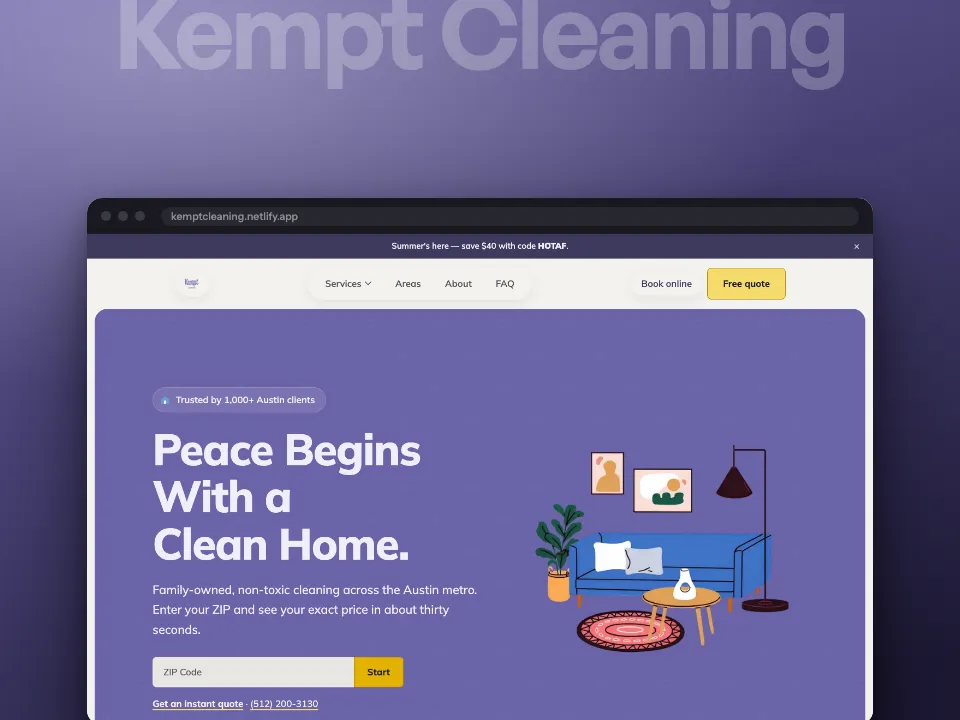 Kempt Cleaning website