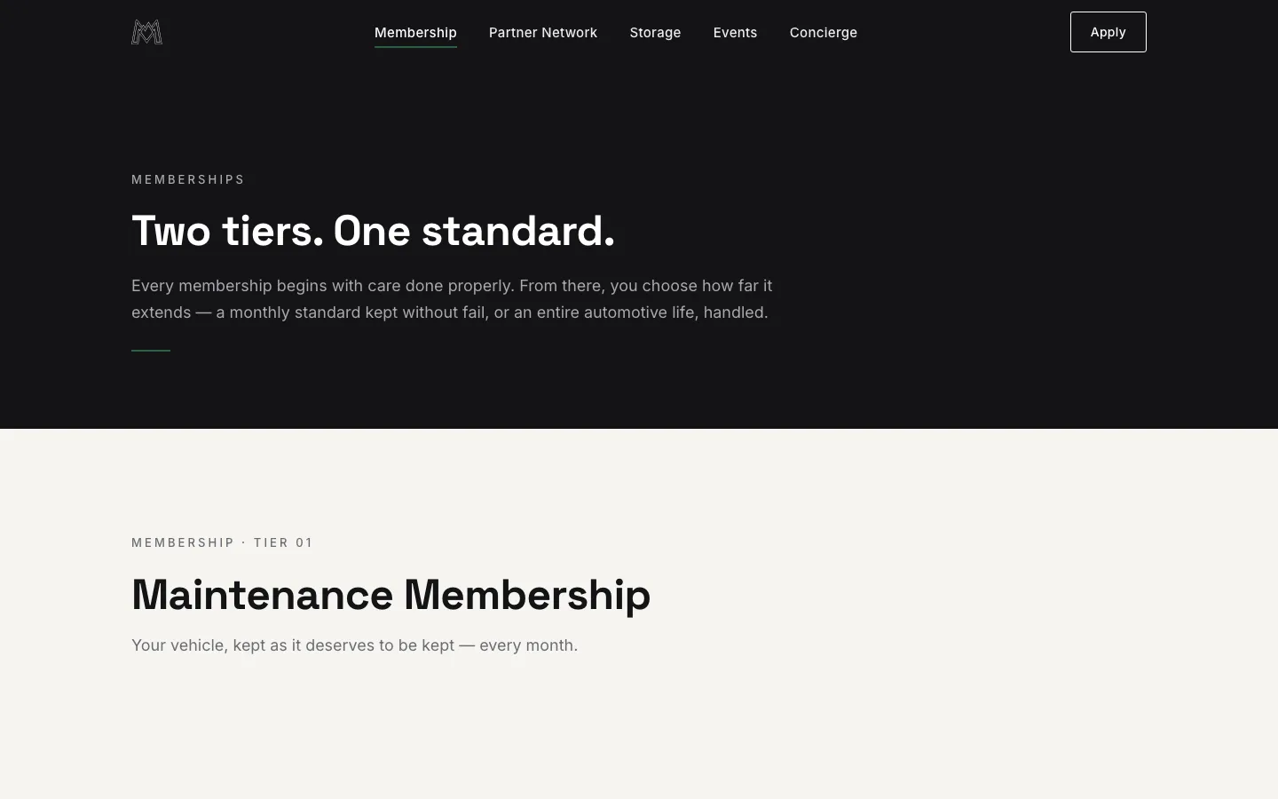 Motion Point membership tiers page